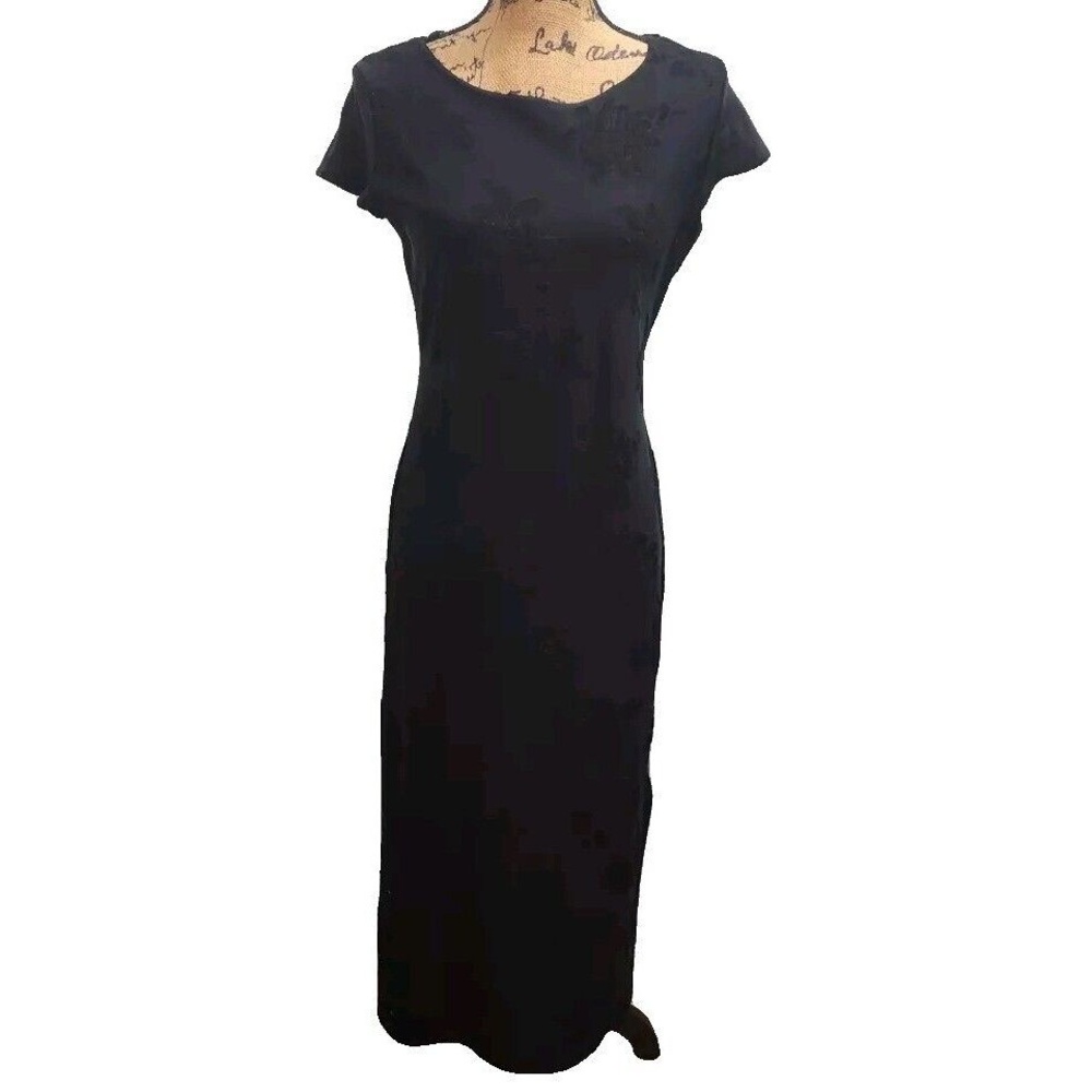 Vintage Mark Farrel‎ Womens Size S Maxi Dress Cap Sleeve Fitted Black